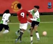 A Manchester United Academy player mimicked Wayne Rooney&#39;s boxing celebration after scoring against Liverpool months on from being attacked by an opposing player in the reverse fixture. &#60;br/&#62;&#60;br/&#62;Liverpool defender Luca Furnell-Gill was caught punching and elbowing United&#39;s Ethan Wheatley during the Under 18s Premier League match in January. &#60;br/&#62;&#60;br/&#62;Furnell-Gill went unpunished by the referee as the Red Devils went on to claim a 4-3 victory after the clash turned sour. &#60;br/&#62;&#60;br/&#62;The two sides went head-to-head once again on Saturday and United claimed a thumping 9-1 victory against their fierce rivals. &#60;br/&#62;&#60;br/&#62;Striker Wheatley got on the scoresheet with a hat-trick and celebrated one of his goals in style. &#60;br/&#62;&#60;br/&#62;The last time United U18&#39;s played Liverpool Ethan Wheatley was punched in the face.&#60;br/&#62;&#60;br/&#62;The 18-year-old ran to the corner of the pitch and produced Rooney&#39;s punch-drunk celebration which has become iconic over the years. &#60;br/&#62;&#60;br/&#62;The England legend celebrated that way after scoring against Tottenham in 2015, days on from being floored by a punch from defender Phil Bardsley during an impromptu sparring session.&#60;br/&#62;&#60;br/&#62;James Robert Scanlon and Gabriele Biancheri both scored twice, with Ethan Williams and Ashton Missin also getting on the scoresheet in a comfortable win for United. &#60;br/&#62;&#60;br/&#62;Hat-trick hero Wheatley came off just before the hour mark and Furnell-Gill came off the bench for Liverpool at the same time. &#60;br/&#62;&#60;br/&#62;However, a repeat of the incident, which left United staff furious at the time, did not take place. &#60;br/&#62;&#60;br/&#62;Furnell-Gill has made 10 appearances for Liverpool in the U18s Premier League this season. &#60;br/&#62;&#60;br/&#62;The English teen joined Liverpool from Preston North End at the U15s level and hails from Steeton, Yorkshire.&#60;br/&#62;&#60;br/&#62;On the back of their 9-1 win, United continue to dominate the league having won 17 out of 20 matches.&#60;br/&#62;&#60;br/&#62;They have also extended their lead over second-placed rivals Manchester City to 13 points. &#60;br/&#62;&#60;br/&#62;Liverpool, meanwhile, have dropped to fourth with 28 points after the defeat by United.