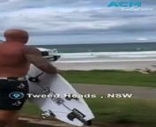 Police are still searching for a car thief who allegedly stole a man&#39;s SUV from Duranbah Beach, near Tweed Heads, while the man was surfing, using keys taken from a cut-open surf lock.&#60;br/&#62;