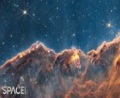 Pan across the James Webb Space Telescope&#39;s view of the Cosmic Cliffs, &#92;