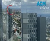 Horrified onlookers spotted two skateboarders practicing tricks on the edge of a 47-storey skyscraper&#39;s roof in Melbourne, where the pair accessed the rooftop of a student housing centre to film their stunts.&#60;br/&#62;