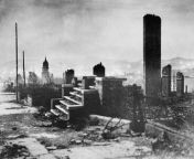 This Day in History:, The Great San Francisco Earthquake.&#60;br/&#62;April 18, 1906.&#60;br/&#62;At 5:13 a.m., an earthquake &#60;br/&#62;struck offshore of San Fransisco, &#60;br/&#62;a city with a population of 400,000 at the time.&#60;br/&#62;The quake was felt from &#60;br/&#62;southern Oregon to Los Angeles, &#60;br/&#62;and ruptured 296 miles of the San Andreas fault.&#60;br/&#62;Destroying San Francisco&#39;s water mains, &#60;br/&#62;the quake ignited massive, devastating&#60;br/&#62;fires all over the city that could not be combated.&#60;br/&#62;The fires burned for days, &#60;br/&#62;resulting in the deaths of more than &#60;br/&#62;3,000 people and destroying more than 28,000 buildings.&#60;br/&#62;More than half of the city was &#60;br/&#62;left homeless by the disaster.&#60;br/&#62;Damages were estimated to close to &#36;15 billion in &#60;br/&#62;today&#39;s dollars. The recovery and rebuild allowed city &#60;br/&#62;planners to make great improvements to San Francisco