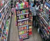 Dramatic CCTV footage shows the moment a machete thug tried to rob a store - before being trapped inside by a have-a-go hero shopkeeper and brave passers-by. &#60;br/&#62;&#60;br/&#62;The knifeman was caught on camera storming into Taas Express with another armed accomplice in Smethwick, West Mids., on April 18. &#60;br/&#62;&#60;br/&#62;Shocking video shows him demanding &#92;