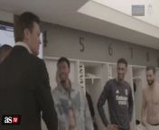 Tom Brady joins Real Madrid players in locker room after El Clásico win from trisha booth room video