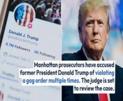 Manhattan prosecutors have accused former President Donald Trump of violating a gag order multiple times. The judge is set to review the case.&#60;br/&#62;&#60;br/&#62;What Happened: The prosecutors have alleged that Trump breached the gag order by attacking witnesses and jurors involved in his hush money case. Justice Juan Merchan has scheduled a hearing on Tuesday to consider the prosecutors’ arguments, reported Politico.