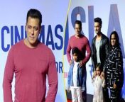 Salman Khan poses for paparazzo at the special screening of Ruslaan starring his brother-in-law Aayush Sharma. Aayush Sharma&#39;s wife, Arpita Khan also marks her presence with two kids.