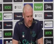 Everton boss Sean Dyche on his side almost being safe and the importance of the Brentford game&#60;br/&#62;Finch Farm, Liverpool, UK