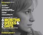 4 Months, 3 Weeks and 2 Days (Romanian: 4 luni, 3 săptămâni și 2 zile) is a 2007 Romanian art film[n 1] written and directed by Cristian Mungiu and starring Anamaria Marinca, Laura Vasiliu, and Vlad Ivanov. The film is set in Communist Romania in the final years of the Nicolae Ceaușescu era. It tells the story of two students, roommates in a university dormitory, who try to procure an illegal abortion. Inspired by an anecdote from the period and the general social historic context, it depicts the loyalty of the two friends and the struggles they face.