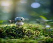 Prompt Midjourney : Small mysterious spirits of the forest such as in the fairy tales of the studio Ghibli but in a realistic way, in a mossy meadow, macro photography, in the style of National Geographic. --ar 68:93