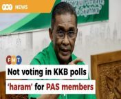 The PAS secretary-general also says the obligation to vote is explicitly outlined in the party constitution.&#60;br/&#62;&#60;br/&#62;Read More: https://www.freemalaysiatoday.com/category/nation/2024/05/07/not-voting-in-kkb-polls-haram-for-pas-members-says-takiyuddin/&#60;br/&#62;&#60;br/&#62;Laporan Lanjut: https://www.freemalaysiatoday.com/category/bahasa/tempatan/2024/05/07/prk-kkb-haram-ahli-pas-tak-keluar-mengundi-kata-takiyuddin/&#60;br/&#62;&#60;br/&#62;Free Malaysia Today is an independent, bi-lingual news portal with a focus on Malaysian current affairs.&#60;br/&#62;&#60;br/&#62;Subscribe to our channel - http://bit.ly/2Qo08ry&#60;br/&#62;------------------------------------------------------------------------------------------------------------------------------------------------------&#60;br/&#62;Check us out at https://www.freemalaysiatoday.com&#60;br/&#62;Follow FMT on Facebook: https://bit.ly/49JJoo5&#60;br/&#62;Follow FMT on Dailymotion: https://bit.ly/2WGITHM&#60;br/&#62;Follow FMT on X: https://bit.ly/48zARSW &#60;br/&#62;Follow FMT on Instagram: https://bit.ly/48Cq76h&#60;br/&#62;Follow FMT on TikTok : https://bit.ly/3uKuQFp&#60;br/&#62;Follow FMT Berita on TikTok: https://bit.ly/48vpnQG &#60;br/&#62;Follow FMT Telegram - https://bit.ly/42VyzMX&#60;br/&#62;Follow FMT LinkedIn - https://bit.ly/42YytEb&#60;br/&#62;Follow FMT Lifestyle on Instagram: https://bit.ly/42WrsUj&#60;br/&#62;Follow FMT on WhatsApp: https://bit.ly/49GMbxW &#60;br/&#62;------------------------------------------------------------------------------------------------------------------------------------------------------&#60;br/&#62;Download FMT News App:&#60;br/&#62;Google Play – http://bit.ly/2YSuV46&#60;br/&#62;App Store – https://apple.co/2HNH7gZ&#60;br/&#62;Huawei AppGallery - https://bit.ly/2D2OpNP&#60;br/&#62;&#60;br/&#62;#FMTNews #PRK #KualaKubuBaharu #TakiyuddinHassan #PAS #Vote