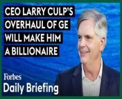When Larry Culp stepped into the CEO role at General Electric in 2018, he was the first outsider to lead the iconic company. Founded by Thomas Edison in 1892, GE had morphed over more than a century into a sprawling conglomerate that was struggling under &#36;135 billion in debt.&#60;br/&#62;&#60;br/&#62;One of Culp’s predecessors had made a costly acquisition bet, investors had fled, and the company’s market cap had shrunk to &#36;70 billion, down more than half a trillion dollars from August 2000, when it was the most valuable company in the world. Culp turned GE’s board down twice before accepting the CEO job, but ultimately extracted a multimillion-share incentive package linked to GE’s share price. At the time, CNBC’s Jim Cramer said it was “the best performance-oriented contract I’ve ever seen.”&#60;br/&#62;&#60;br/&#62;Spoiler alert: It paid off.&#60;br/&#62;&#60;br/&#62;Read the full story on Forbes: https://www.forbes.com/sites/sarahwhitmire/2024/03/31/general-electric-ceo-larry-culp-to-join-small-club-of-billionaire-executives/?sh=7902b57d449b&#60;br/&#62;&#60;br/&#62;Subscribe to FORBES: https://www.youtube.com/user/Forbes?sub_confirmation=1&#60;br/&#62;&#60;br/&#62;Fuel your success with Forbes. Gain unlimited access to premium journalism, including breaking news, groundbreaking in-depth reported stories, daily digests and more. Plus, members get a front-row seat at members-only events with leading thinkers and doers, access to premium video that can help you get ahead, an ad-light experience, early access to select products including NFT drops and more:&#60;br/&#62;&#60;br/&#62;https://account.forbes.com/membership/?utm_source=youtube&amp;utm_medium=display&amp;utm_campaign=growth_non-sub_paid_subscribe_ytdescript&#60;br/&#62;&#60;br/&#62;Stay Connected&#60;br/&#62;Forbes newsletters: https://newsletters.editorial.forbes.com&#60;br/&#62;Forbes on Facebook: http://fb.com/forbes&#60;br/&#62;Forbes Video on Twitter: http://www.twitter.com/forbes&#60;br/&#62;Forbes Video on Instagram: http://instagram.com/forbes&#60;br/&#62;More From Forbes:http://forbes.com&#60;br/&#62;&#60;br/&#62;Forbes covers the intersection of entrepreneurship, wealth, technology, business and lifestyle with a focus on people and success.