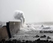 Impressive waves caused by Storm Nelson are pounding the rocks and piers of the Finistere coast in Brittany, which is under an orange wind warning.